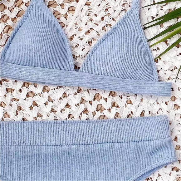LAST L🎉💙Chelsea Skyblue Ribbed High Rise Bikini 💙 - Picture 4 of 6